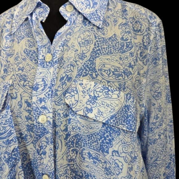 ⭐️Zara Womans Blue And White Button Up Shirt Size Med - Picture 2 of 6